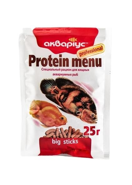 Корм сухий Акваріус Protein Menu Big Sticks для великих риб у паличках, 25 г