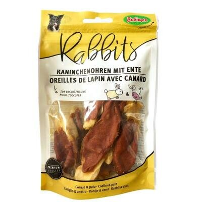 Ласощі Bubimex Rabbit Ears with Chicken Кролячі вушка з качкою для собак, 90 г