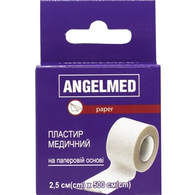 Пластир медичний Angelmed паперовий 2,5 см х 500 см, 1 штука