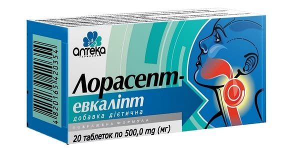 Лорасепт-Евкаліпт таблетки по 500 мг №20 (10х2)