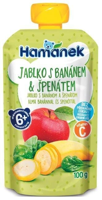 Пюре фруктово-овочеве Hame Hamanek Яблуко, банан, шпинат, 100 г