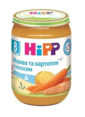 Пюре рибно-овочеве HiPP Морква та картопля з лососем, 190 г