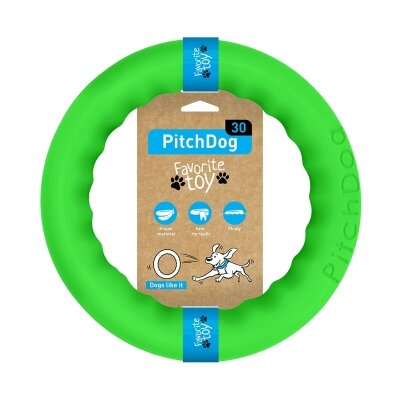 Іграшка-кільце Collar PitchDog для апортировки для собак, 28 см, салатова