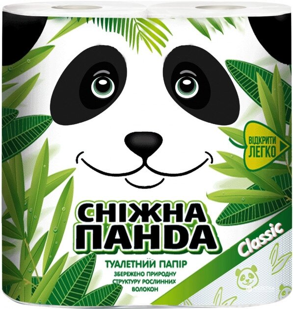 Туалетний папір Снігова панда Classic білий, у рулонах, 4 штуки