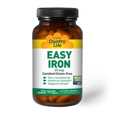 Залізо Country Life Easy Iron 25 мг, 90 капсул