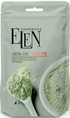 Глина зелена косметична Elen Cosmetics з ектрактом лопуха та арніки, 40 г