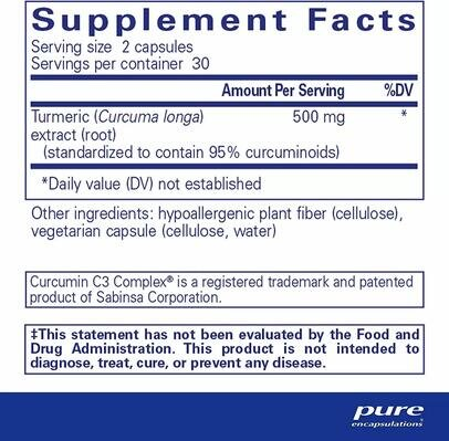 Куркумін Pure Encapsulations Curcumin 250 мг, 60 капсул
