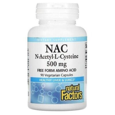N-ацетил-L цистеїн Natural Factors NAC 500 мг, 90 веганских капсул