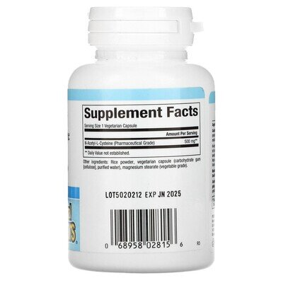 N-ацетил-L цистеїн Natural Factors NAC 500 мг, 90 веганских капсул