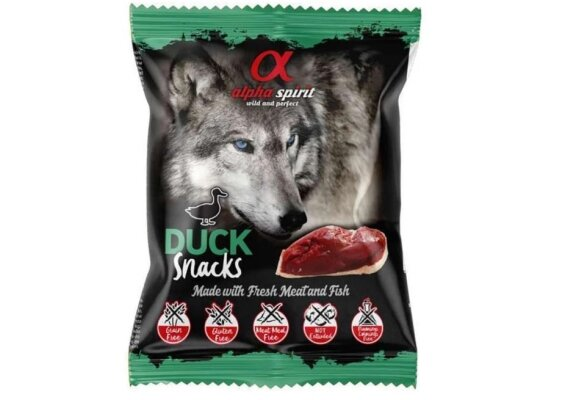 Ласощі напіввологі для собак Alpha Spirit DOG Snacks Duck з качкою, кубики, 50 г