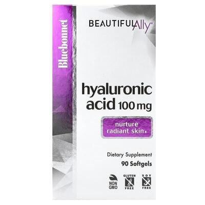 Гіалуронова Кислота Bluebonnet Nutrition Beautiful Ally Hyaluronic Acid 100 мг, 90 гелевих капсул