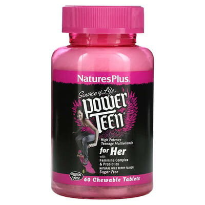 Мультивітаміни для дівчат Nature's Plus Power Teen for her, лісові ягоди, 60 пігулок