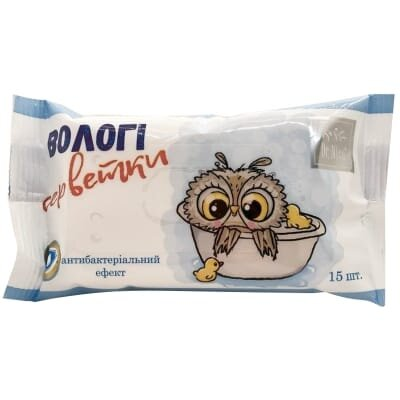 Серветки вологі Dr.Nice Антибактеріальний ефект, 15 штук