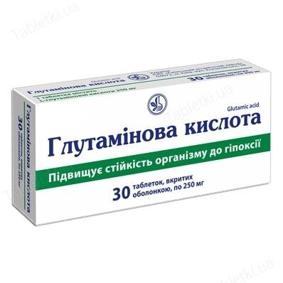 Глутамінова кислота таблетки, в/плів. обол. по 0.25 г №30 (10х3)