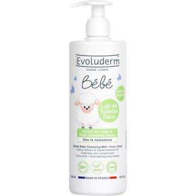 Молочко для тіла та обличчя Evoluderm Bebe очищуюче дитяче, 500 мл