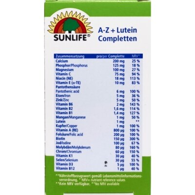 Вітаміни Sunlife A-Z + Lutein Completten каплети №60