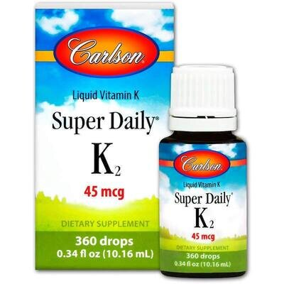 Вітамін K2 (менахінон) Carlson Labs Super Daily K2 45 мкг розчин, 10,16 мл