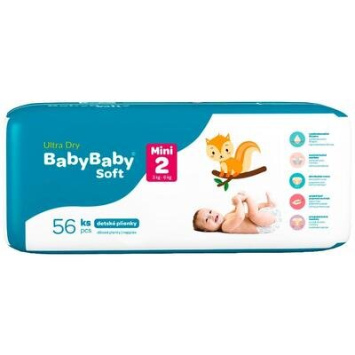 Підгузки BabyBaby Soft Premium Ultra Dry Midi розмір 2, 3-6 кг, 56 шт