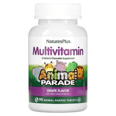 Мультивітаміни для дітей Nature's Plus Animal Parade Children's Multi-Vitamin, смак виноград, 90 таблеток