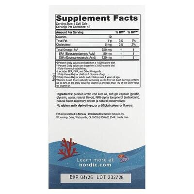 Риб'ячий жир для дітей Nordic Naturals Children's DHA 250 мг, полуниця, міні-капсули м'які №180
