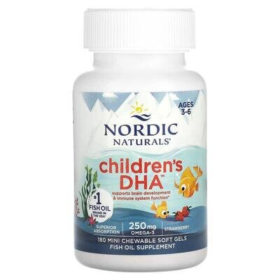 Риб'ячий жир для дітей Nordic Naturals Children's DHA 250 мг, полуниця, міні-капсули м'які №180