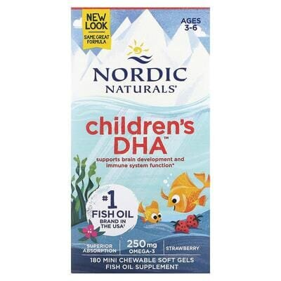 Риб'ячий жир для дітей Nordic Naturals Children's DHA 250 мг, полуниця, міні-капсули м'які №180