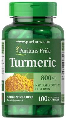 Куркума Puritan's Pride Turmeric 800 мг, 100 капсул