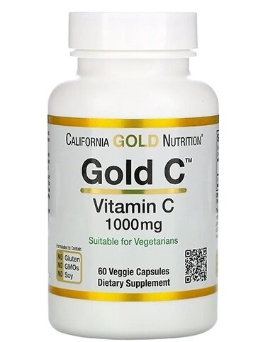 Вітамін C California Gold Nutrition Gold C 1000 мг, 60 капсул