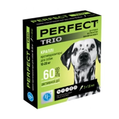 Краплі від бліх та кліщів Perfect Trio для собак 10-20 кг, 3 піпетки по 1,6 мл