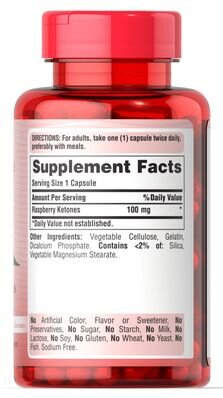 Жироспалювач Puritan's Pride Raspberry Ketones 100 мг Кетони малини, 120 капсул