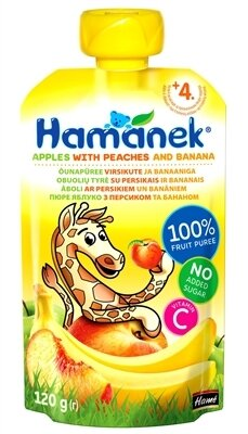 Пюре фруктове Hame Hamanek Яблуко з персиком і бананом, 120 г