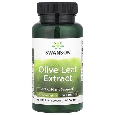Екстракт листя оливи Swanson Olive Leaf Extract 750 мг (20% Oleuropein), 60 капсул