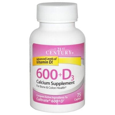 Кальцій 600 мг + D3 21st Century Calcium + D3, 75 капсул