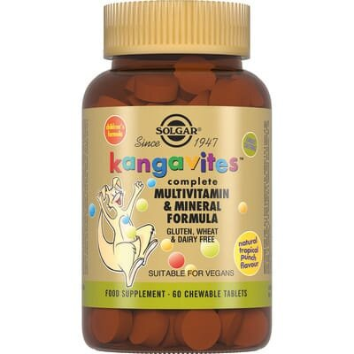 Вітамінно-мінеральний комплекс для дітей Solgar Kangavites Multivitamin & Mineral зі смаком тропічний фруктів жувальні таблетки №60