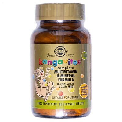 Вітамінно-мінеральний комплекс для дітей Solgar Kangavites Multivitamin & Mineral зі смаком тропічний фруктів жувальні таблетки №60