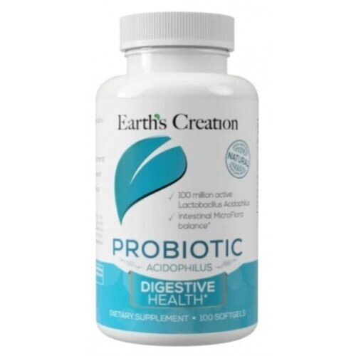 Пробіотик Ацидофілус Earth's Creation Probiotic Acidophilus, 100 гелевих капсул