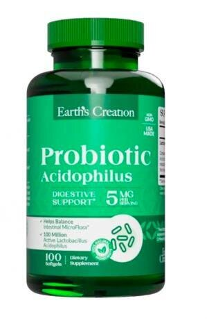 Пробіотик Ацидофілус Earth's Creation Probiotic Acidophilus, 100 гелевих капсул