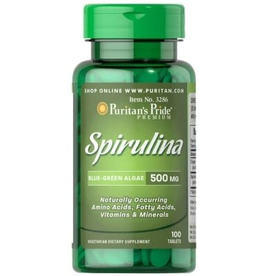 Спіруліна Puritan's Pride Spirulina 500 мг, 100 таблеток