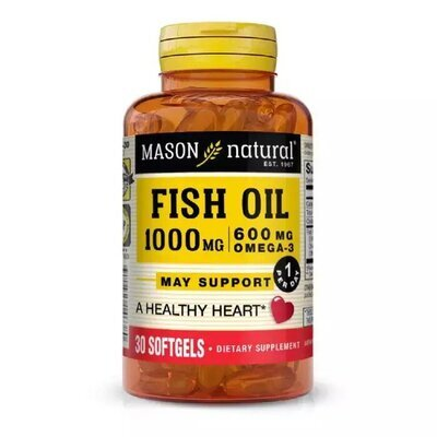 Риб'ячий жир та Омега 3 1000/600 мг Mason Natural Fish Oil & Omega 3, 30 гелевих капсул