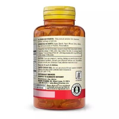 Риб'ячий жир та Омега 3 1000/600 мг Mason Natural Fish Oil & Omega 3, 30 гелевих капсул