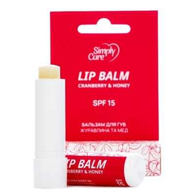Бальзам для губ Simply Care журавлина та мед, 5 г