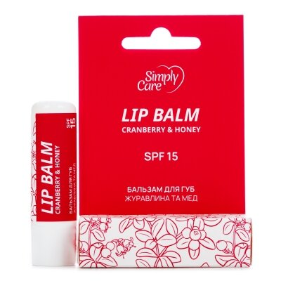 Бальзам для губ Simply Care журавлина та мед, 5 г