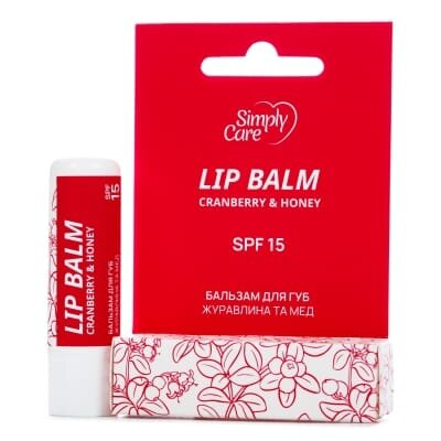 Бальзам для губ Simply Care журавлина та мед, 5 г