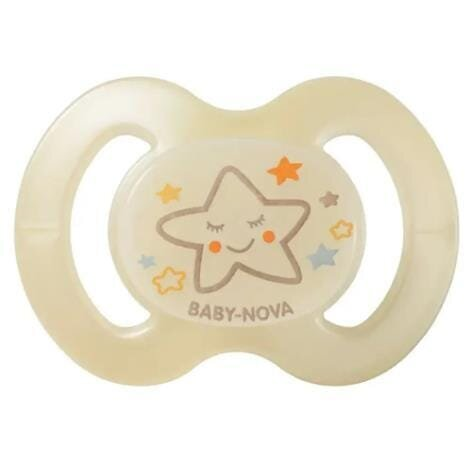 Пустушка силіконова Baby-Nova 24242-2 ортодонтична нічна, розмір 2, бежева, 1 шт