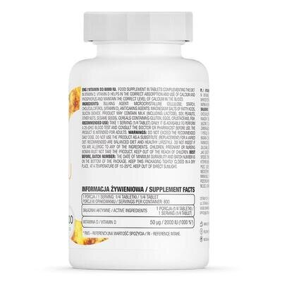Вітамін Д3 OstroVit Vitamin D3 8000 МО, 200 таблеток