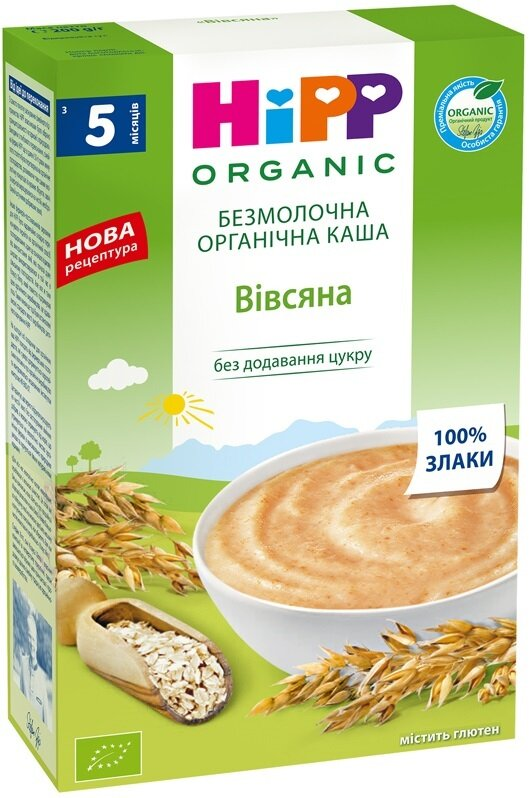 Каша безмолочна HiPP органічна Вівсяна, з 5 місяців, 200 г