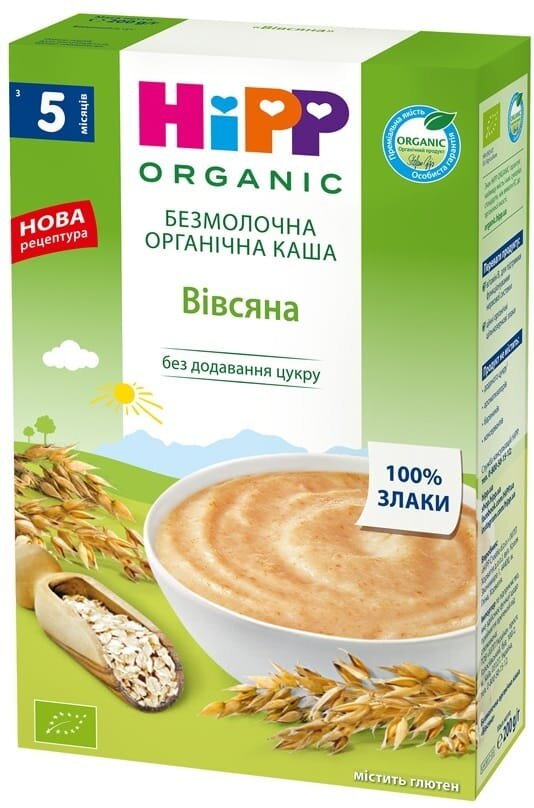 Каша безмолочна HiPP органічна Вівсяна, з 5 місяців, 200 г
