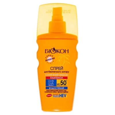 Спрей Біокон Пантенол, SPF 50 +, для безпечної засмаги, 160мл