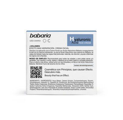 Крем для обличчя Babaria Hyaluronic Acid з гіалуроновою кислотою, 50 мл
