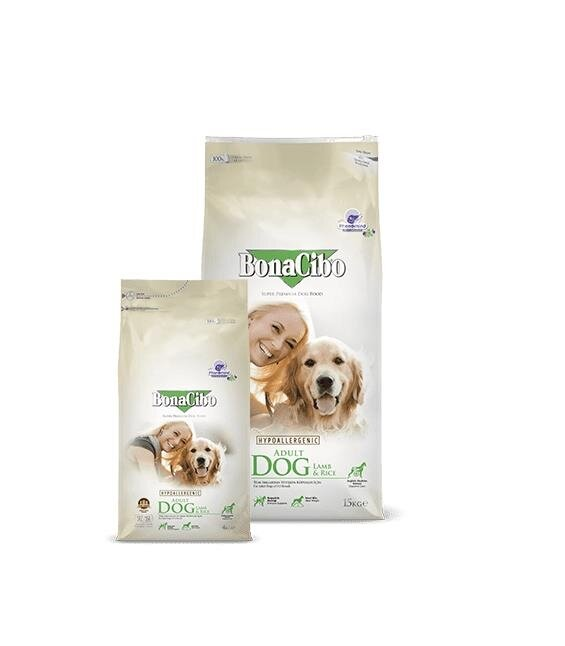 Корм сухий для собак BonaCibo Adult Dog Lamb & Rice з м'ясом ягняти і рисом, 15 кг